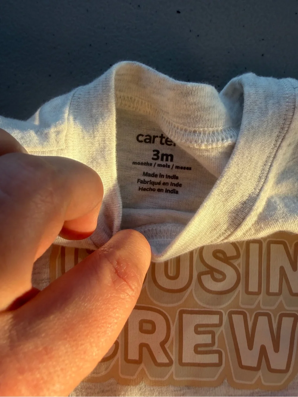 Carter's Neutral 'Cousin Crew' Graphic Onesie in Beige